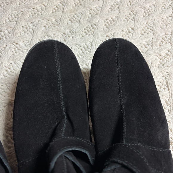 HOGAN $925 Italy Boots Suede Leather Black Solid Real Fur Trim Strappy US Sz 9.5 - Picture 4 of 11